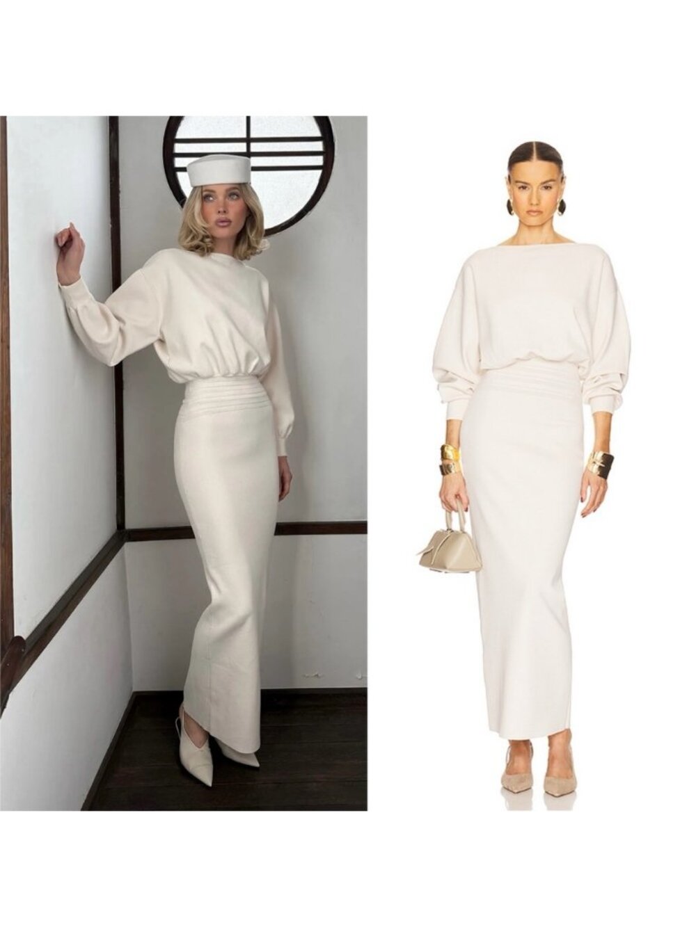 HELSA Hildie Maxi Dress Cream NEW with tag